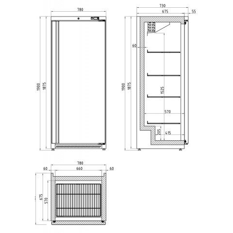 Frigider inox GAMMO 600 litri