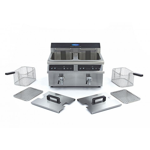 MAXIMA Friteuza inductie cu robinet scurgere, 2x8 litri DEMO