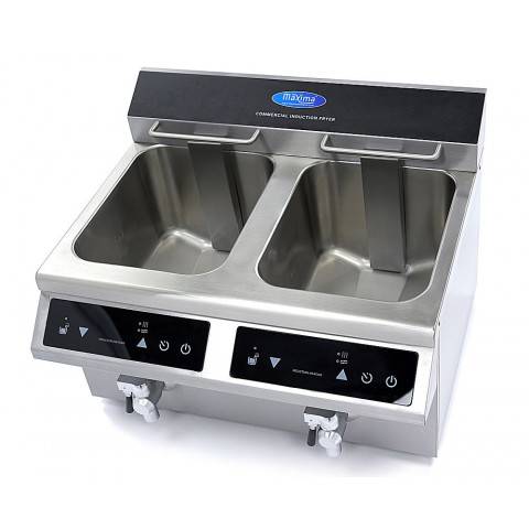 MAXIMA Friteuza inductie cu robinet scurgere, 2x8 litri DEMO