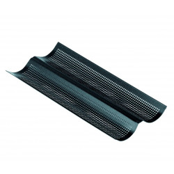Tavă pentru baghete, perforată 380x160mm - pt 2 bucăți