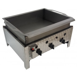 Friteuză lango?i ?i gogo?i cu tavă inox ?i robinet - 3 arzătoare pe gaz
